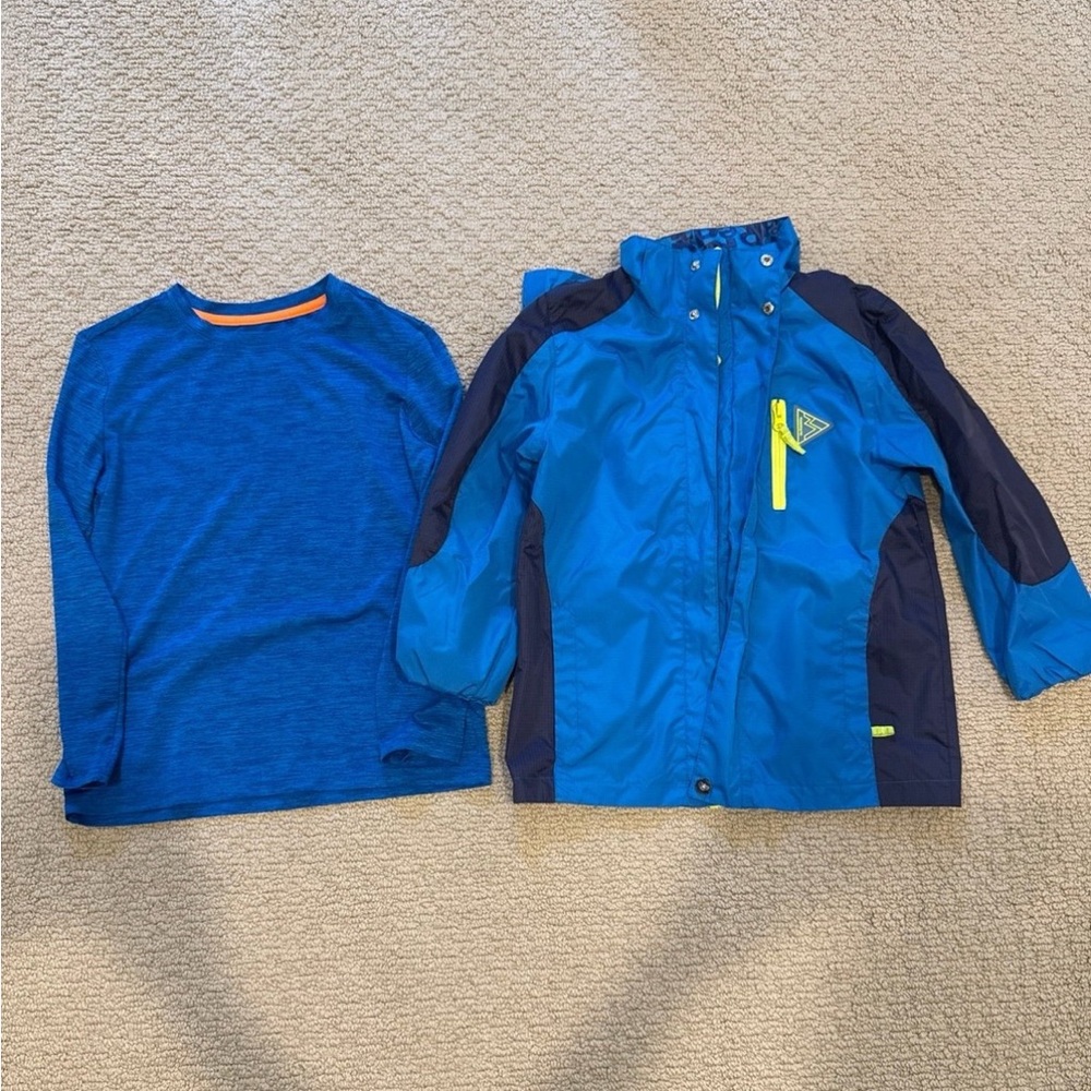 Blue and Navy Jacket with Long Sleeve Shirt Size 8 (M)